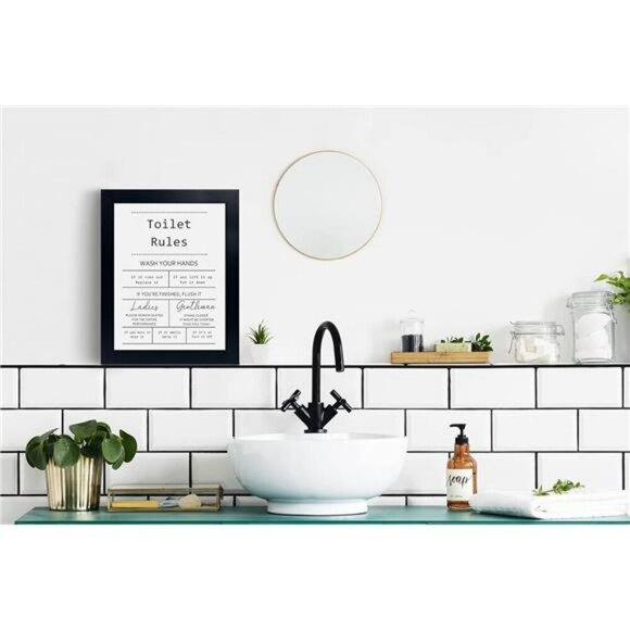 Funny Bathroom Wall Art Sign Guest Bathroom Decor Black Framed 8x10 Inches - Picture 2 of 7